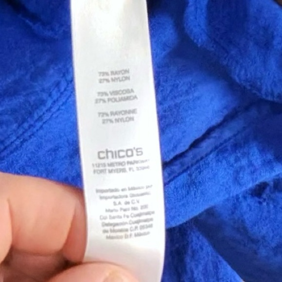 Chico's Royal Blue Textured Jacket Blazer - Picture 6 of 7